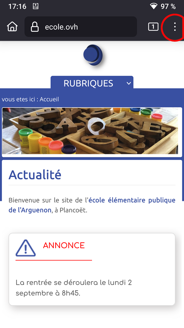 Firefox : pressez sur les 3 points du menu